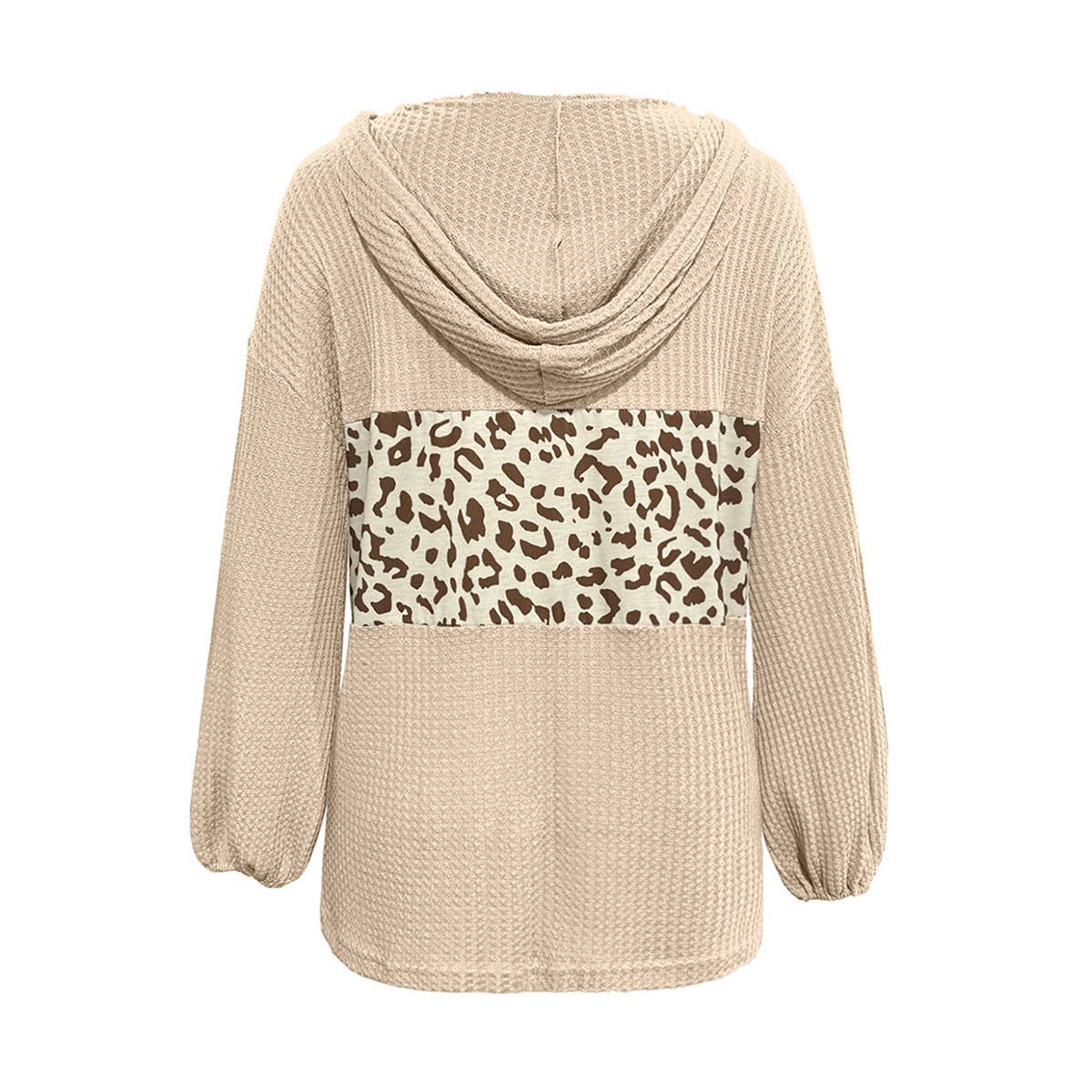 LEOPARD PRINT SPLICED LONG-SLEEVED HOODIE