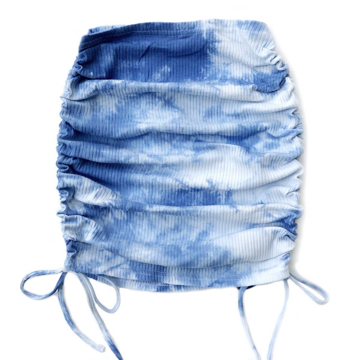 KNITTED DRAWSTRING SKIRT TIE-DYE PLEATED SKIRT