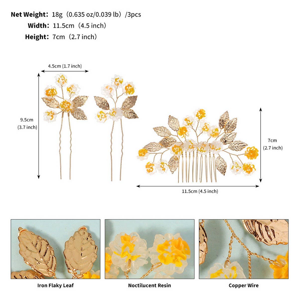 NEW YELLOW FLOWER BRIDAL HAIR ACCESSORIES_CWAHA2796