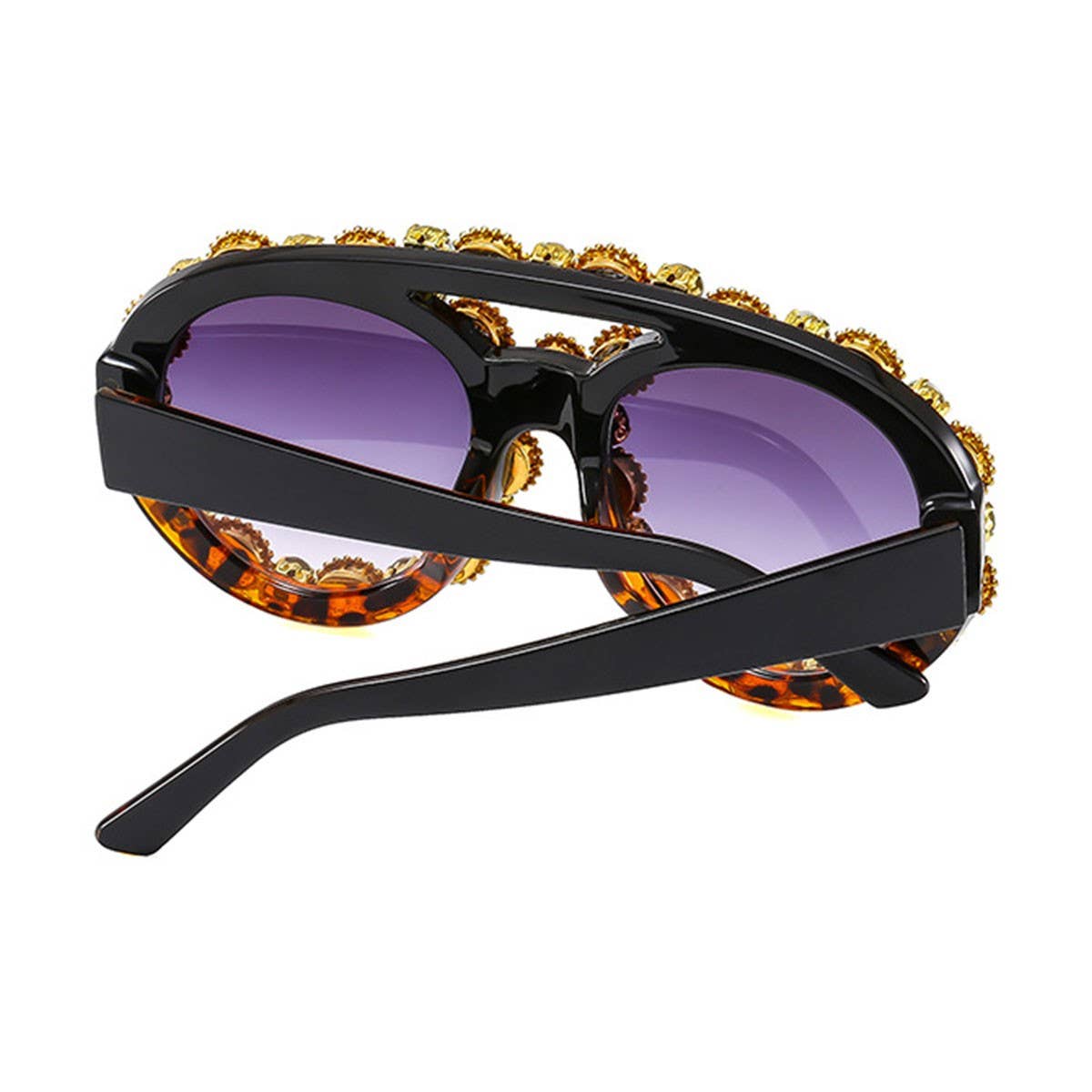 LARGE CONTRAST OVAL LUXURY EMERALD SUNGLASSES