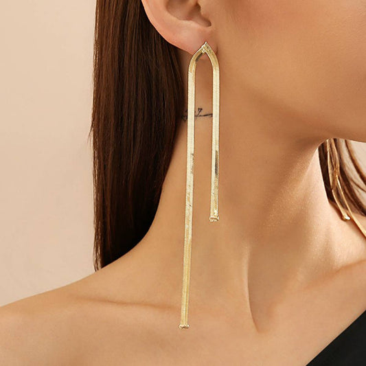 PERSONALIZED LONG TASSEL EARRINGS SNAKE BONE CHAIN_CWAJE1136