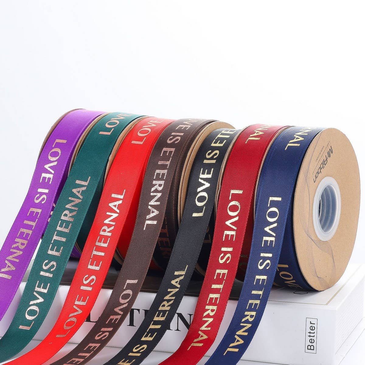 GOLD STAMPED THREADED RIBBON DIY BOW RIBBON