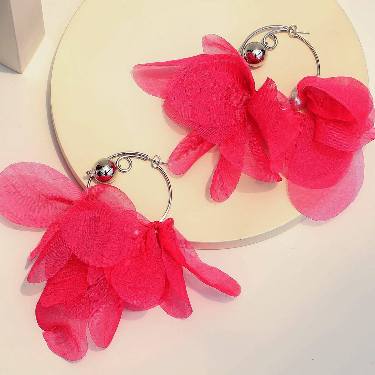 Bold Solid Fabric Hoop Earrings  Original Handmade_CWMM6278