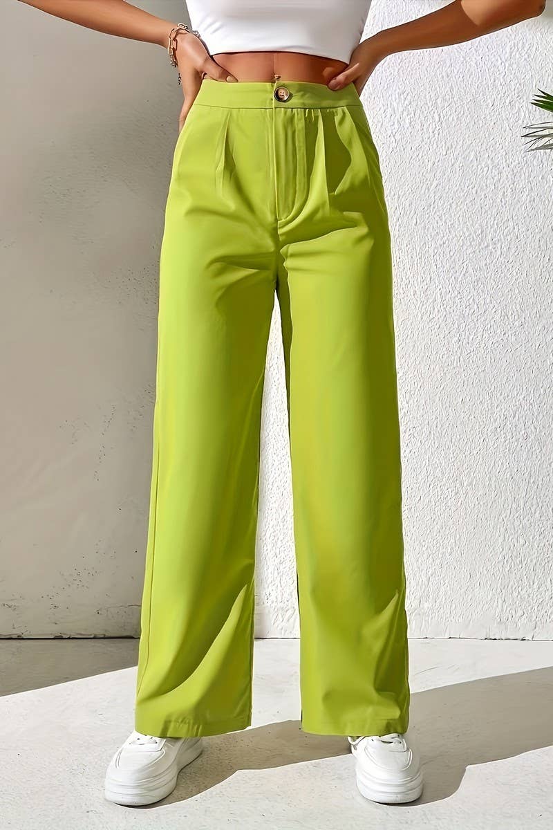 CWBLP1117_SOLID COLOR SUIT STRAIGHT WIDE-LEG PANTS