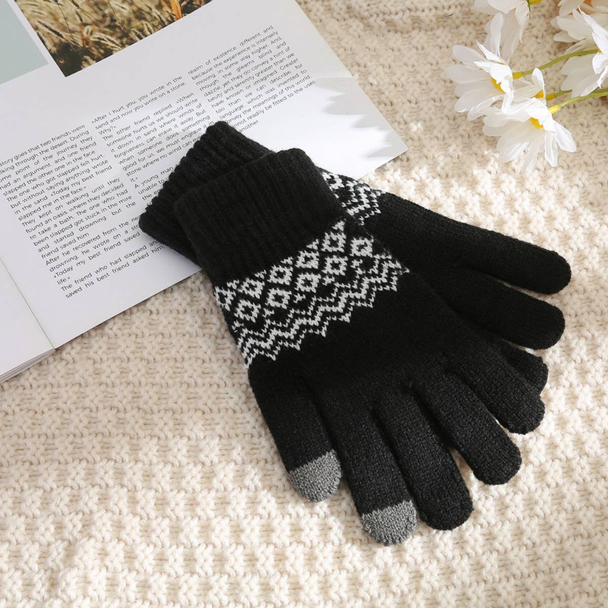 WINTER WARM TOUCH SCREEN WAVE FLEECE GLOVES_CWAG0192