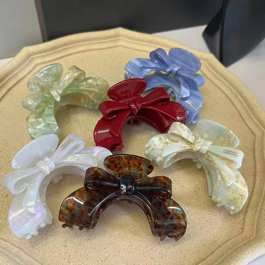 French Arch Hair Claw Bow Acetate Clip