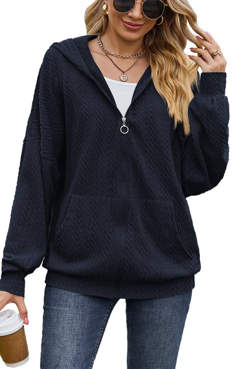 CWOCO0885_SOLID COLOR POCKET LOOSE HOODED SWEATSHIRT COAT