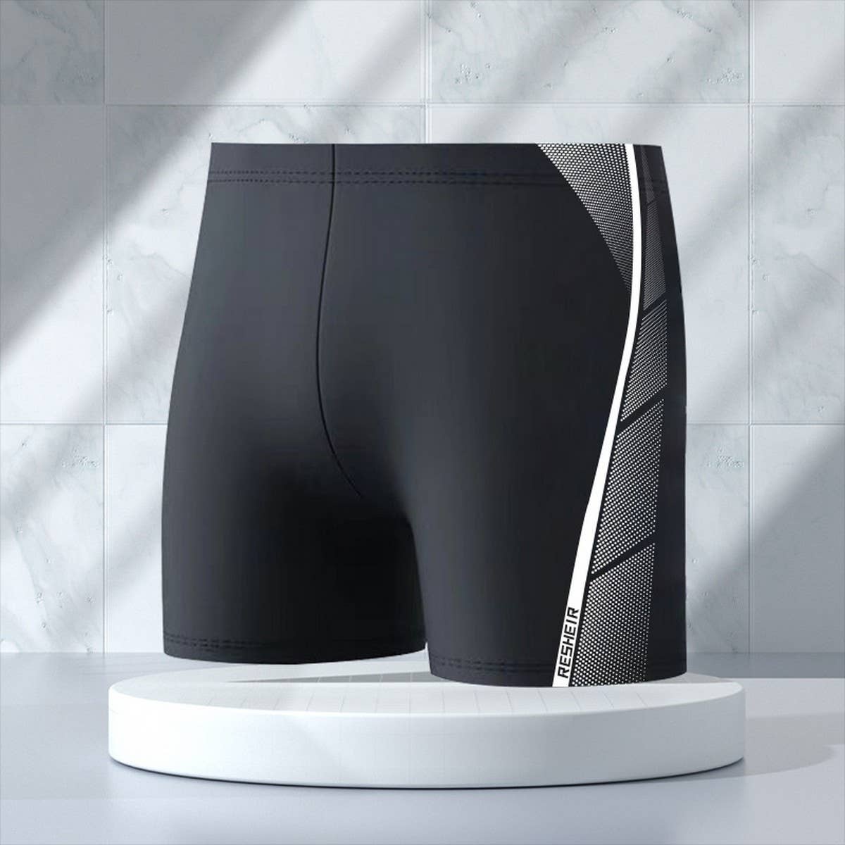 Men's High Waist Quick Dry Swim Trunks Plus Size