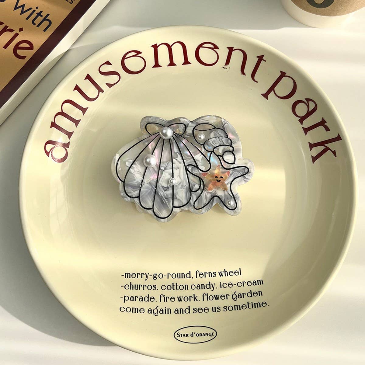 Ocean Shell & Starfish Hair Claw, Pearl Shark Clip_CWAHA5898