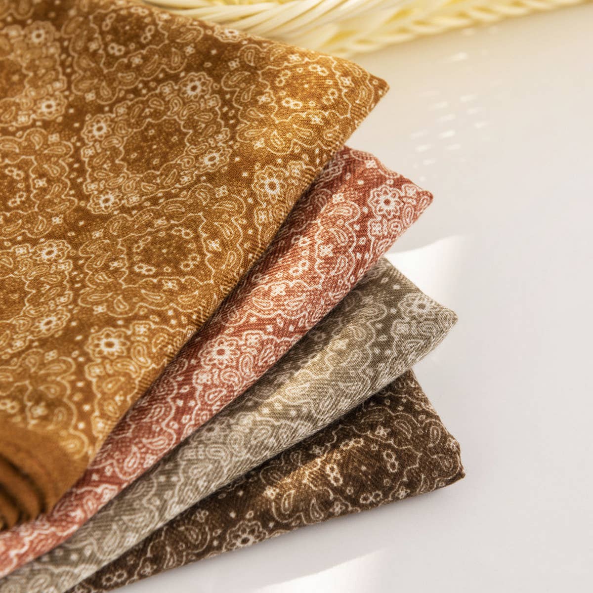 Vintage Houndstooth Print Satin Square Scarf