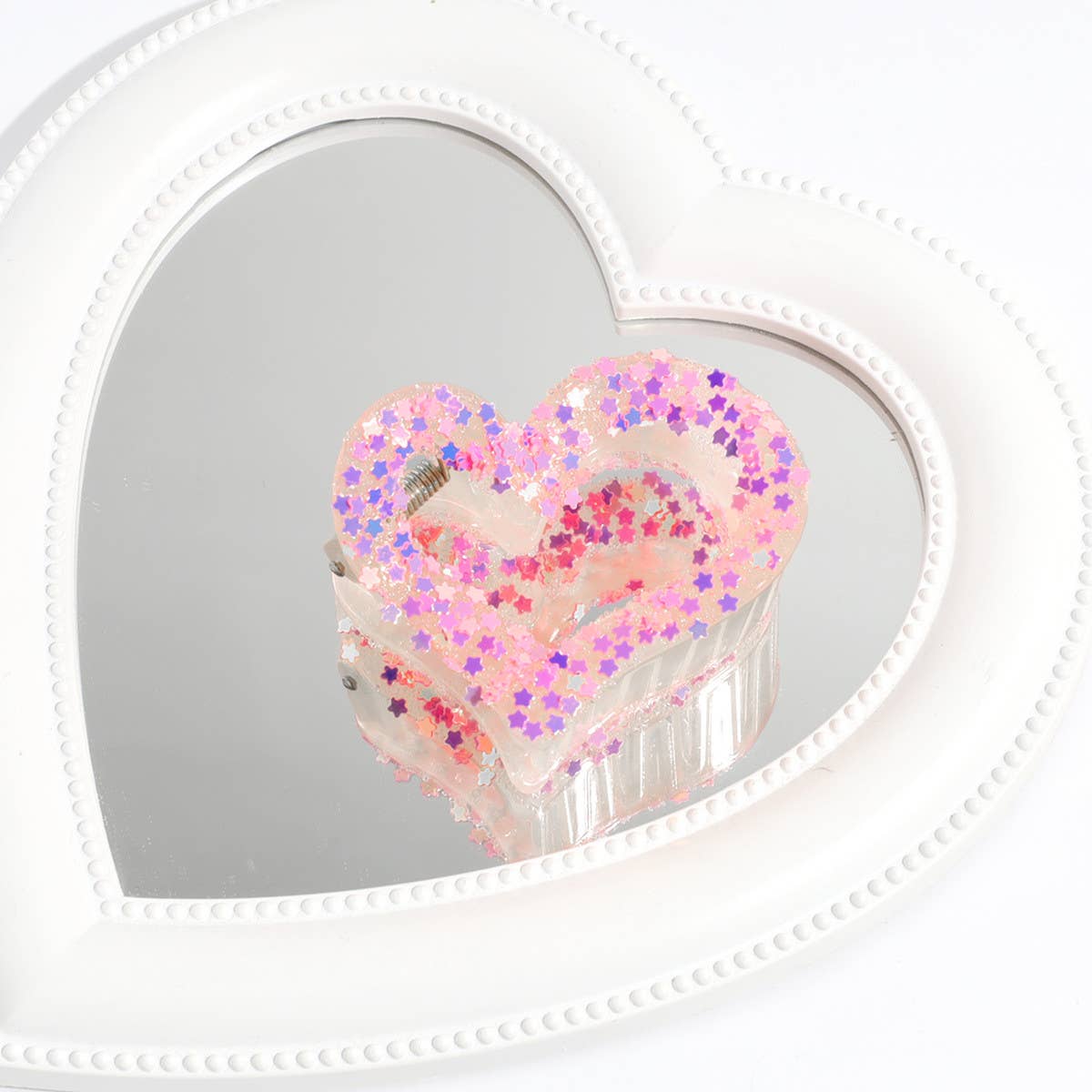 Heart & Star Glitter Hair Claw,Sweet Back Bun Clip