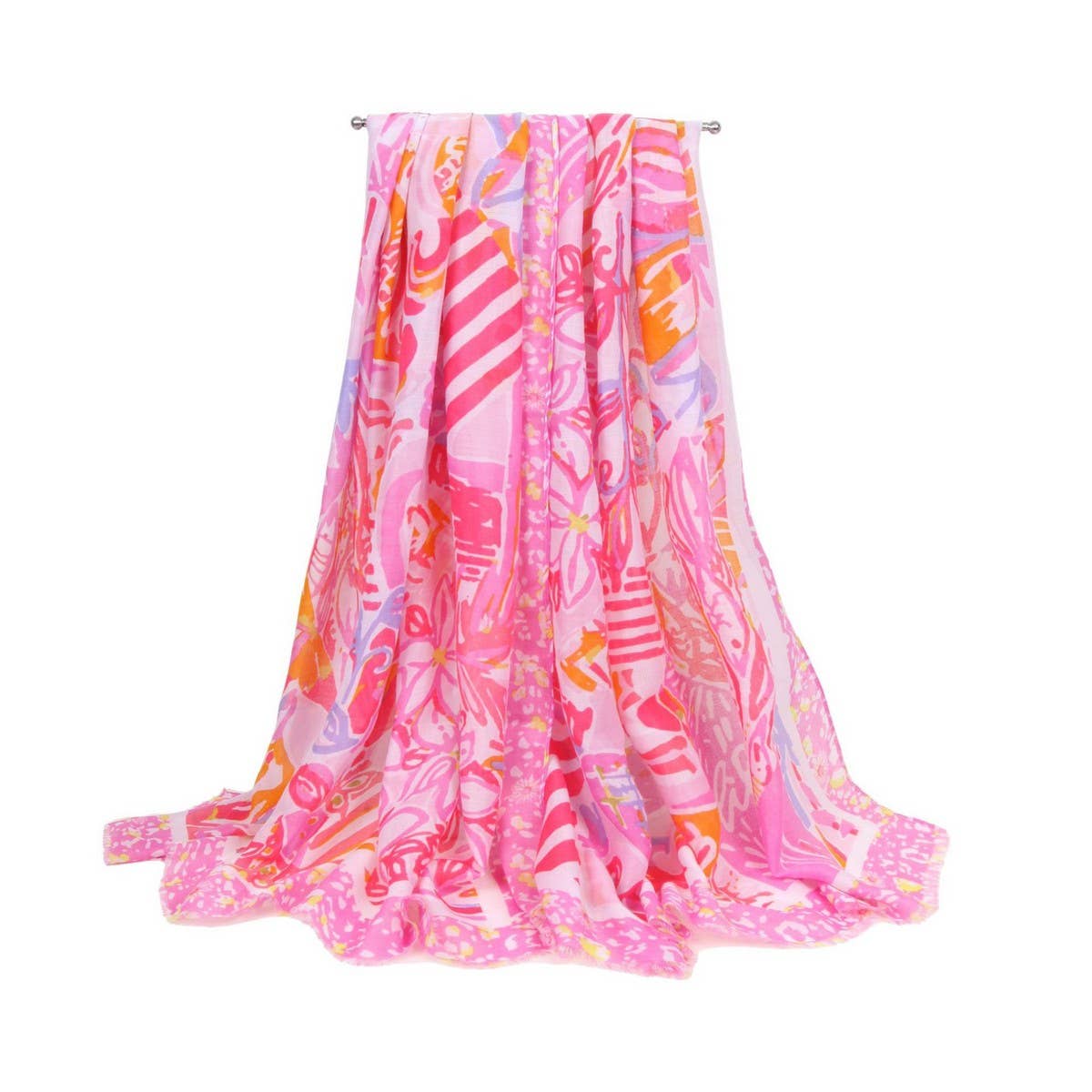 UV Protection Silk Scarf - Floral Beach Shawl