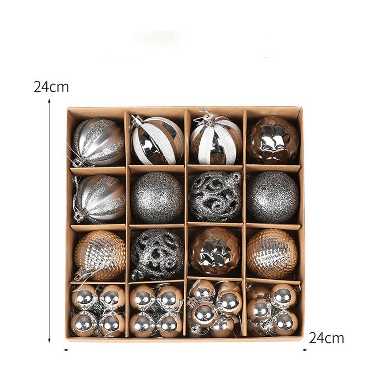 CWMM10427_36PCS CHRISTMAS TREE ORNAMENTS SHINY BAUBLES SET