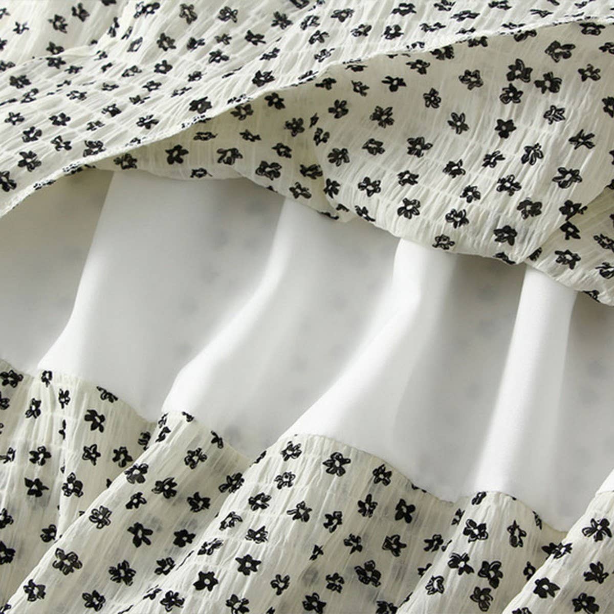 Ruffle Floral Split Slimming Cake Midi Skirt