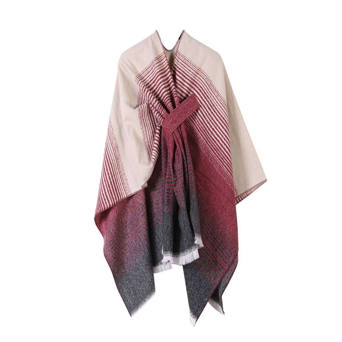 WEAR SCARF KNITTED SIDE STRAP SHAWL CAPE