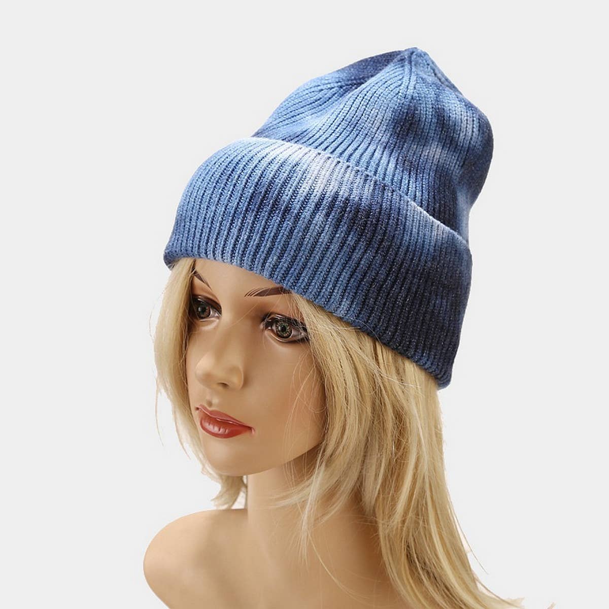 OUTDOOR WARM CURLED EDGE TIE-DYE KNITTED HAT_CWAH1593