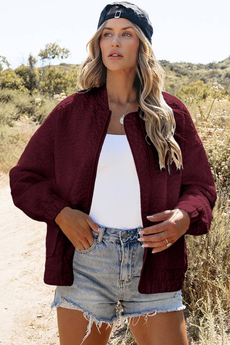 Solid-color floral texture loose jacket