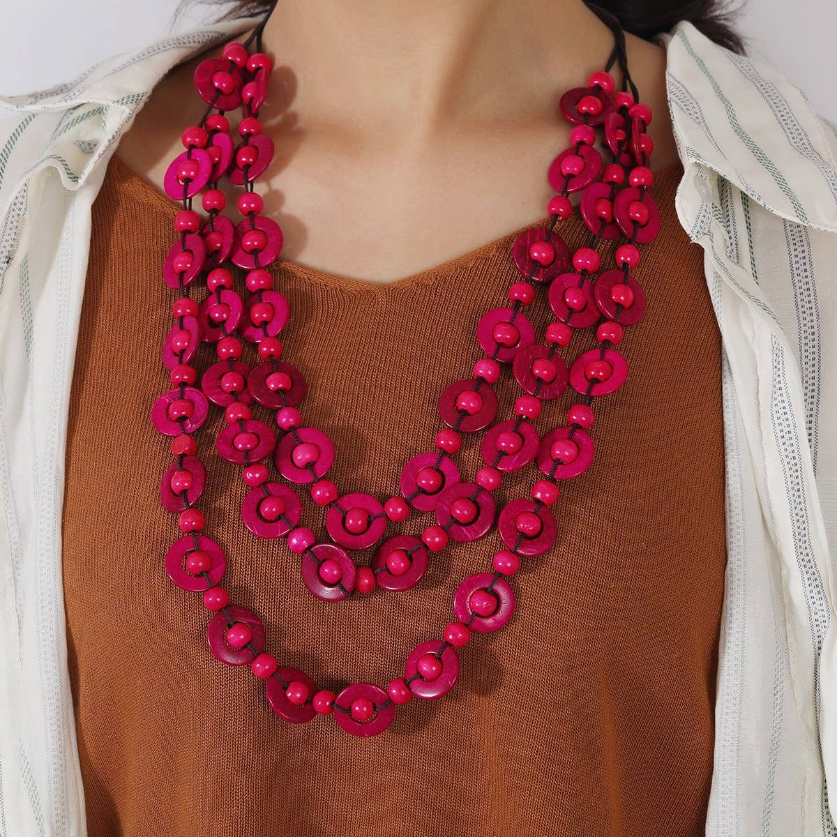 BOHEMIAN VINTAGE COCONUT SHELL SWEATER CHAIN_CWMM4387