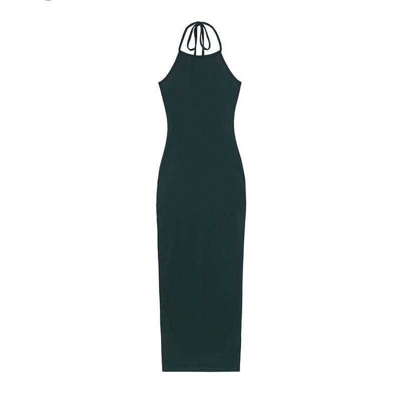 Sexy backless hip-wrapped halter one-step dress