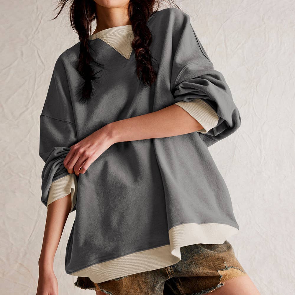 STREET STYLE COLOR COUNTER LONG SLEEVE HOODIE