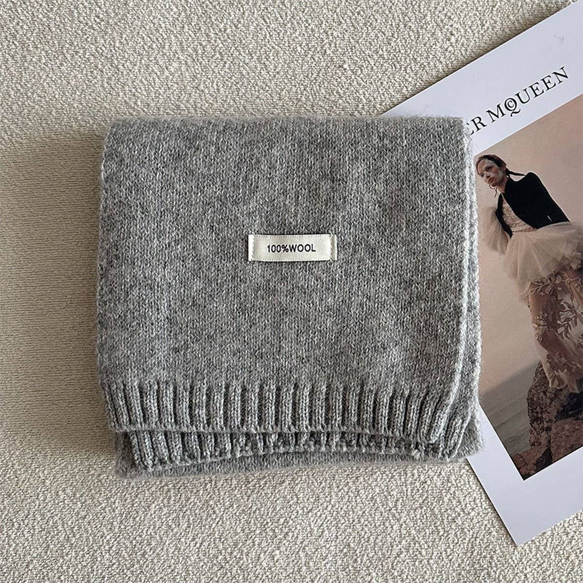 100% Wool Aurora Blue Knit Scarf - Soft & Warm_CWASC2285