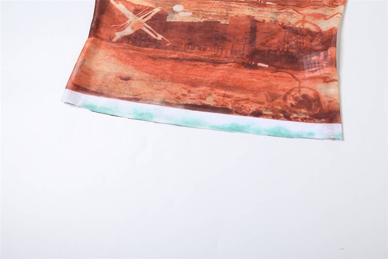 Fashion Sexy Slim Fit Crop Top with Print