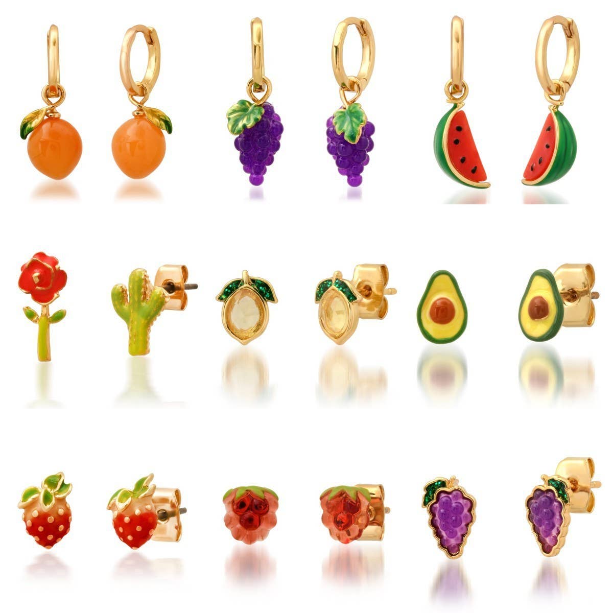 Hot Summer Fruit Earrings Watermelon Lemon Cactus