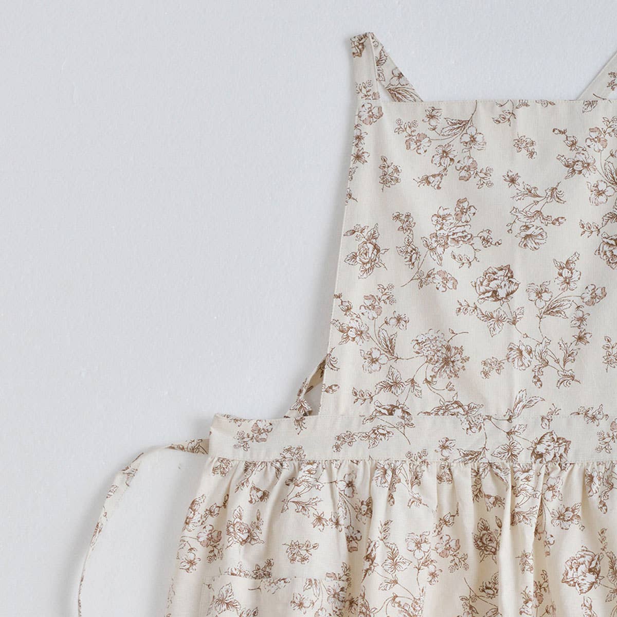 Extended Floral Print Linen Aprons with pockets_CWMM3304