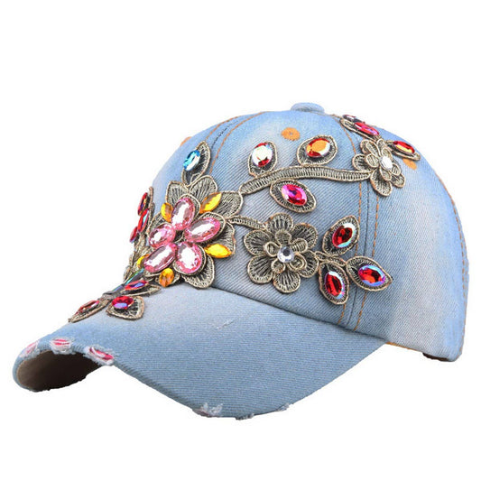 Women's Patch Baseball Cap Rhinestone Sun Hat_CWAH1000