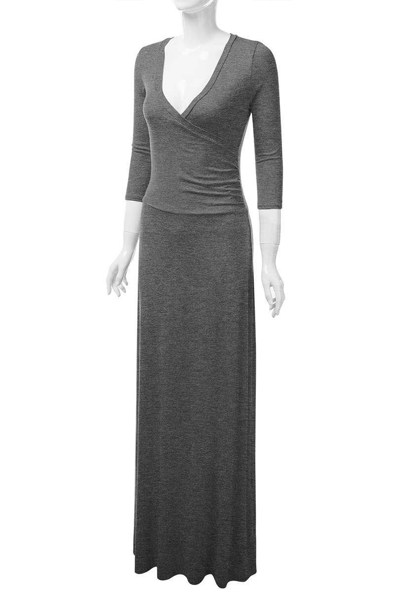 AWDMD283_3/4 Sleeve Knit Long Dress