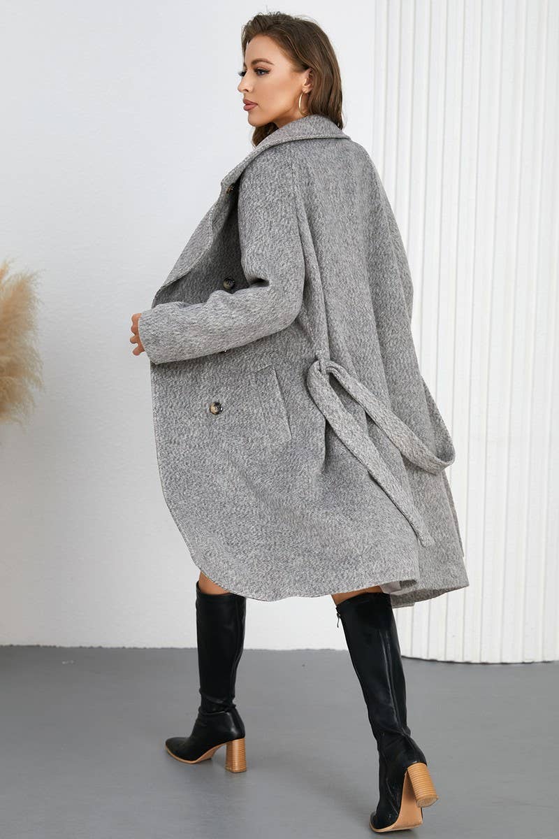 CWOCO0947_SOLID COLOR ELEGANT LACE-UP WOOLEN COAT