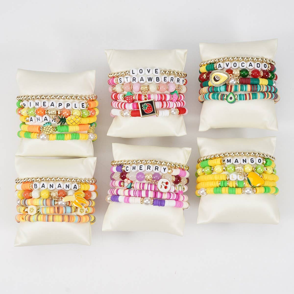 CWAJE05714_CUTE FRUIT STRAWBERRY PINEAPPLE CHARM BRACELET