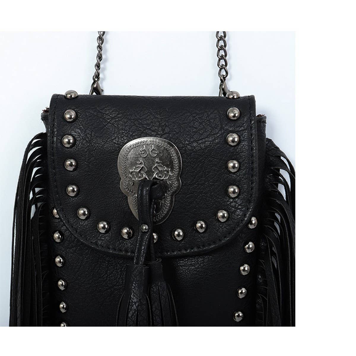 CWAB4543_RIVET TASSEL CHAIN SHOULDER CROSSBODY BAG