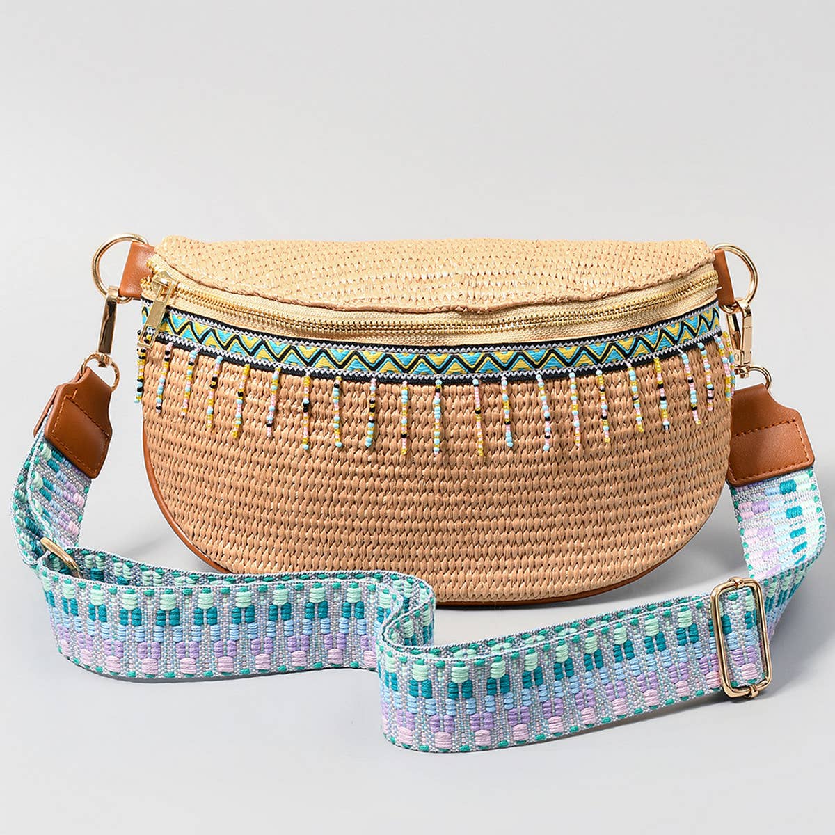 WOMEN ALL-MATCH STRAW WOVEN CHEST BAG_CWAB2003