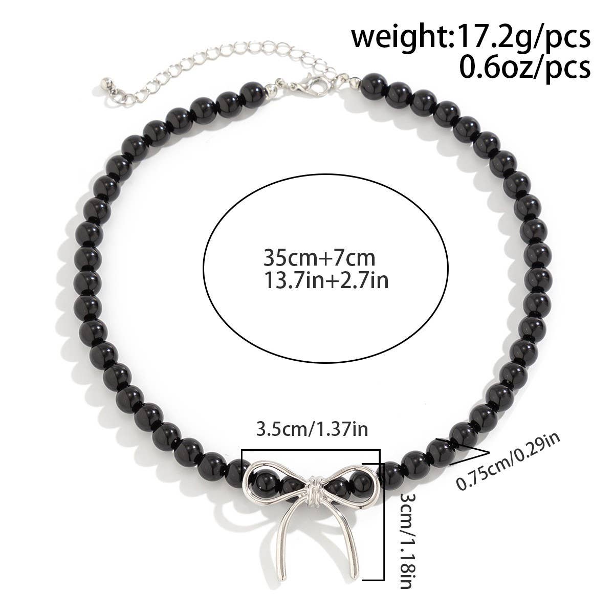 HOT SELLING BLACK BOW BEADED NECKLACE