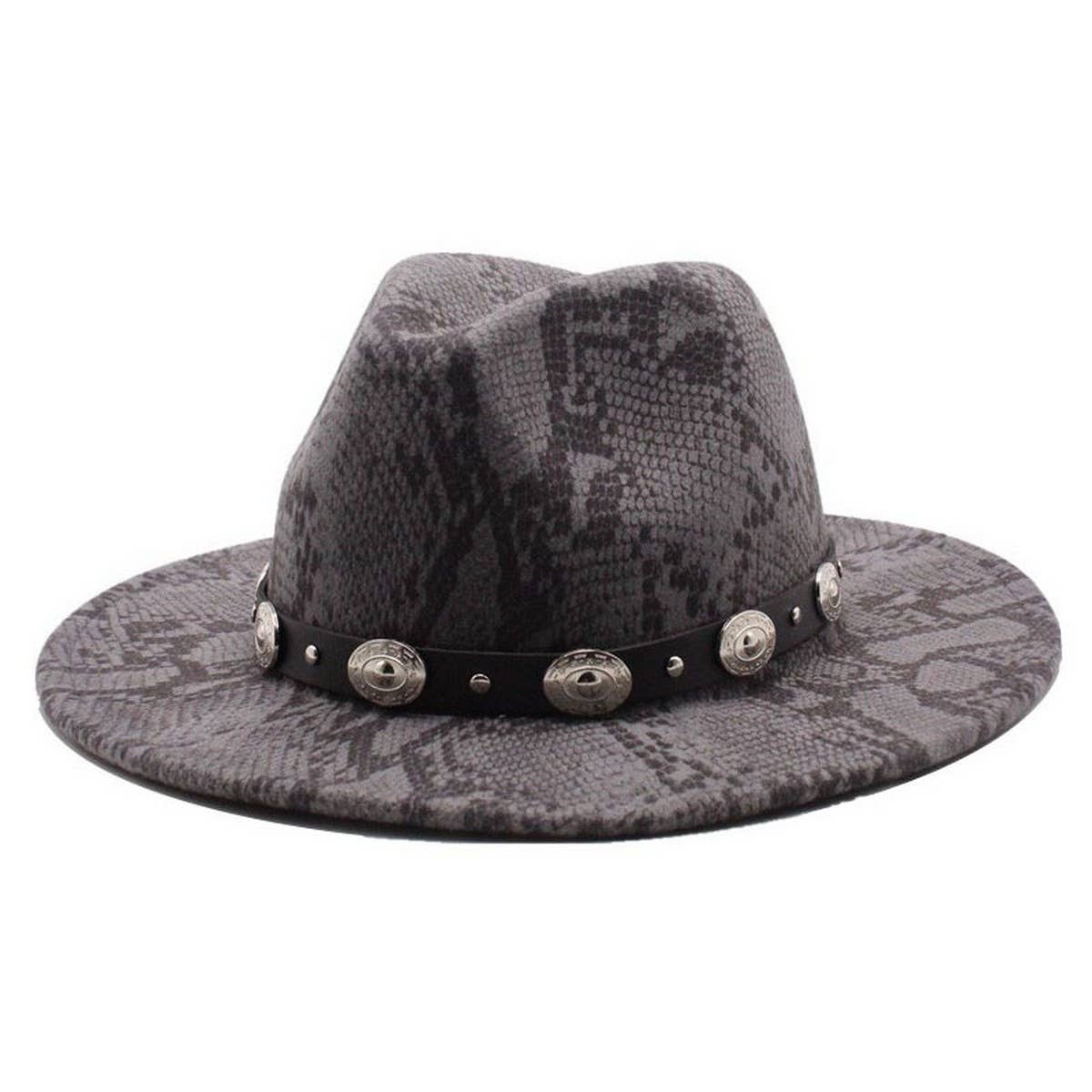 SNAKE PRINT HAT FLAT BRIM HAT JAZZ HAT WOOLEN HAT_CWAH2587