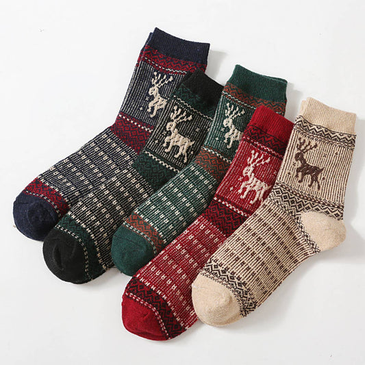 5pr/Set Retro Ethnic Style Socks For Men Winter_CWMS0680
