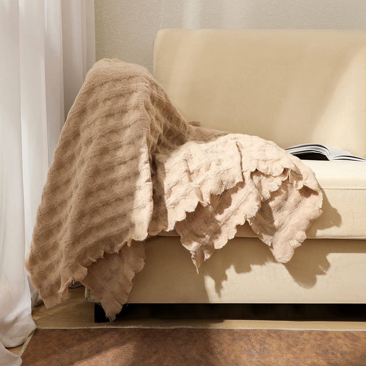 KNITTED WEIGHTED THROW BLANKET FOR COUCH