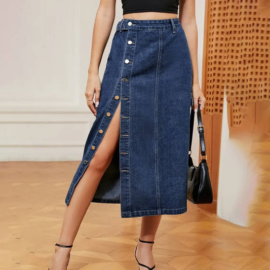 SEMI ELASTIC DENIM CARGO SKIRT_CWJSK0053