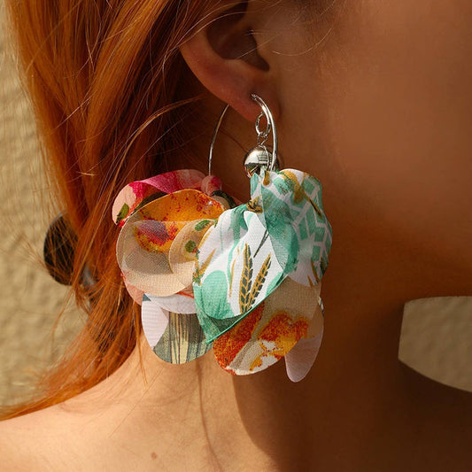 Handmade Fabric Print Hoop Earrings Bold & Unique