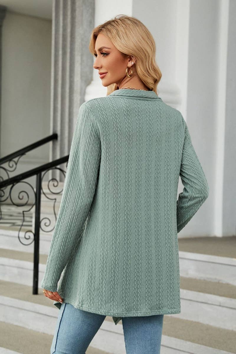 CWOCAL2125_LONG SLEEVE KNIT CARDIGAN WITHOUT BUTTON SHORT