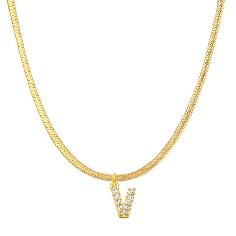 Titanium steel snake bone lock zircon pendant