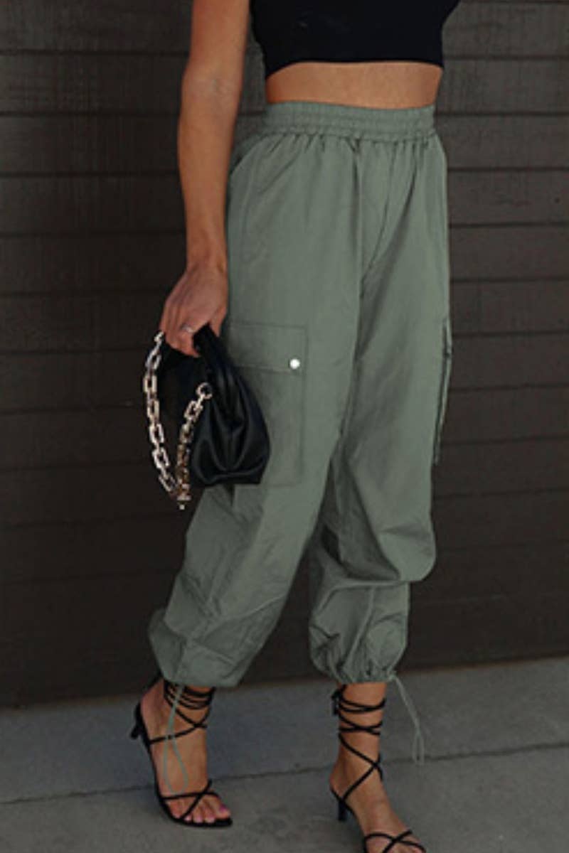 CWBMP0208_AUTUMN DRAWSTRING SPORTS WAIST WAIST CARGO PANTS