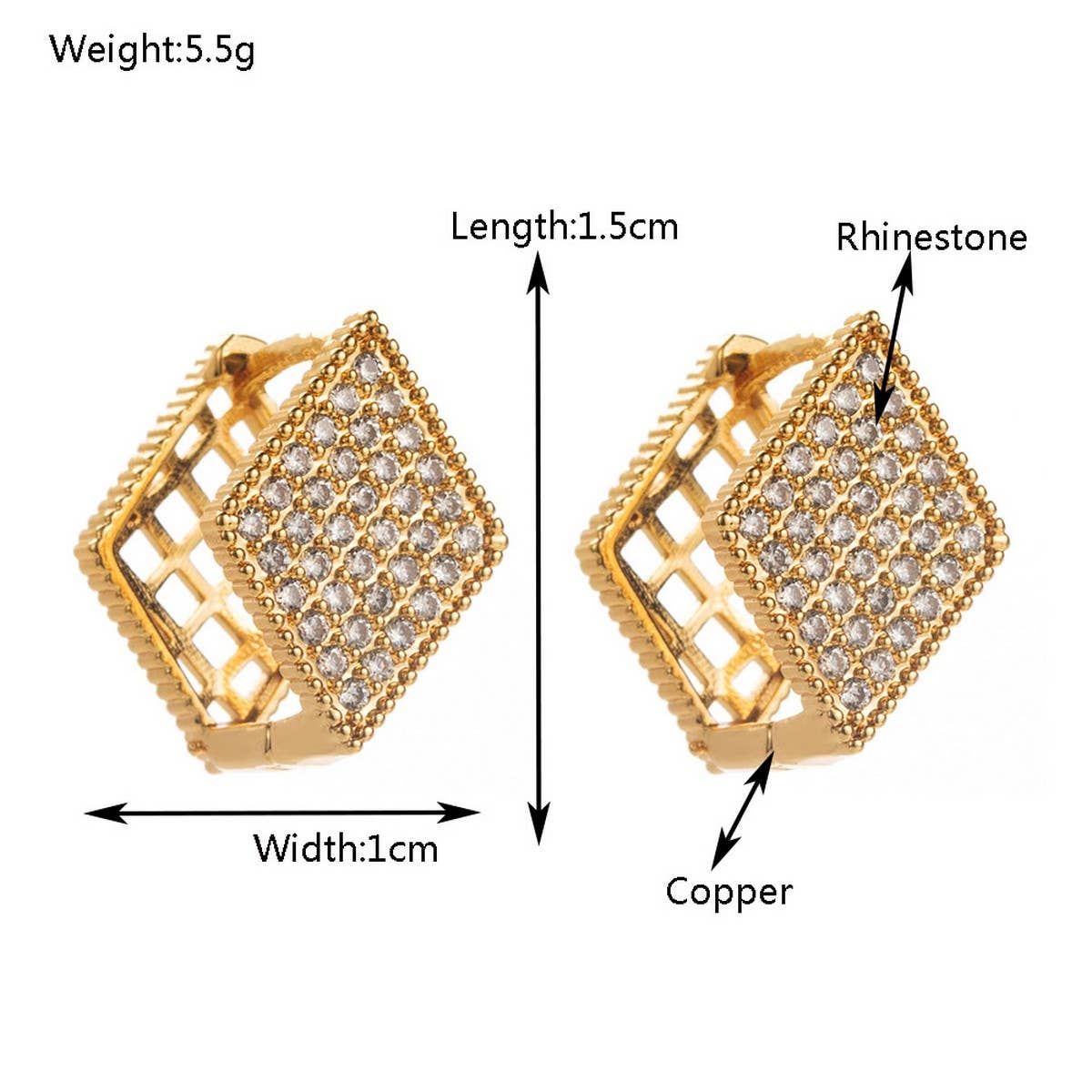 Star & Diamond CZ Hoop Earrings Dual-Sided Design_CWMM8514
