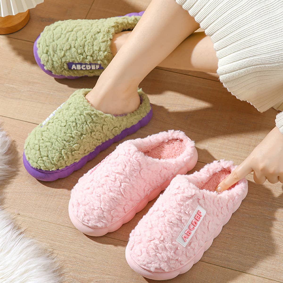 HOUSEHOLD NON-SLIP LETTER WARM COTTON SLIPPERS