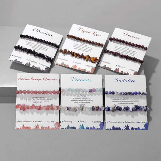 CWAJE4220_IRREGULAR GRAVEL BEADS 2-PIECE BEADED BRACELET