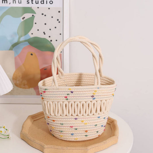 CUTE COLORFUL HOLLOW BUCKET WOVEN BAG_CWAB1888