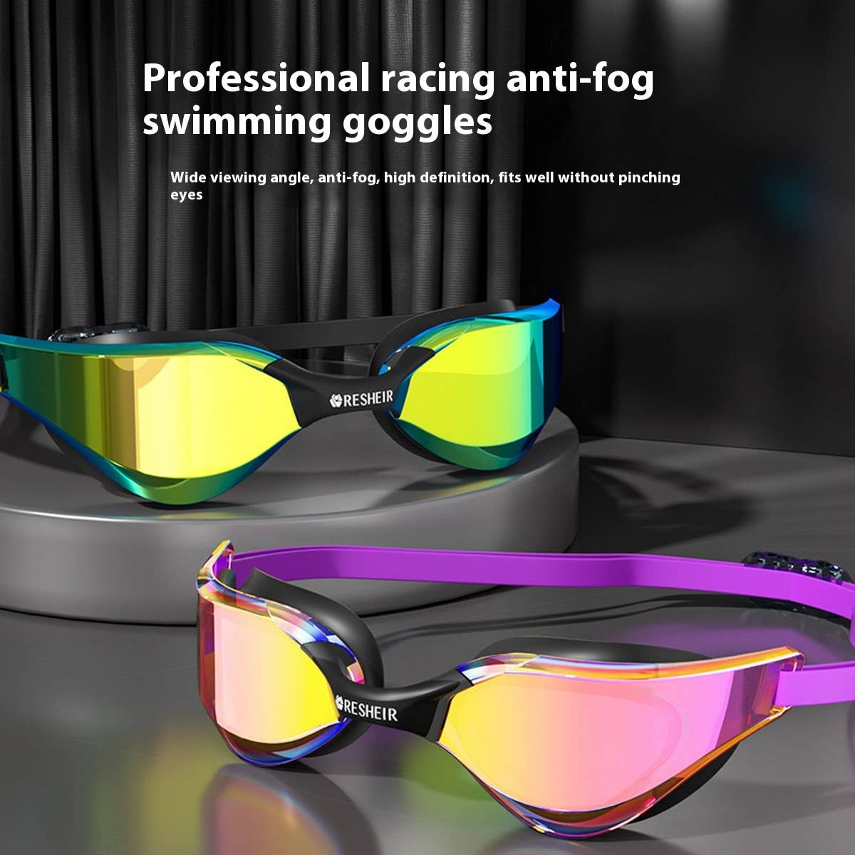 Pro Mirrored Racing Swim Goggles ??Anti-Fog HD_CWMM6636