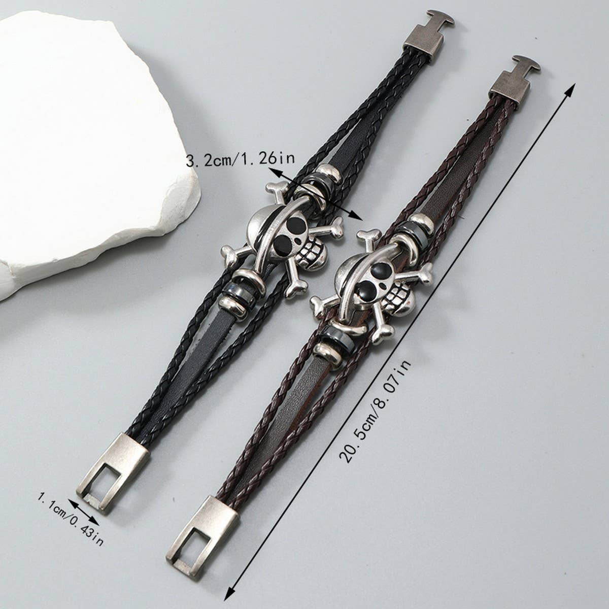 SIMPLE CREATIVE ALLOY SKULL LEATHER BRACELET_CWMM4469