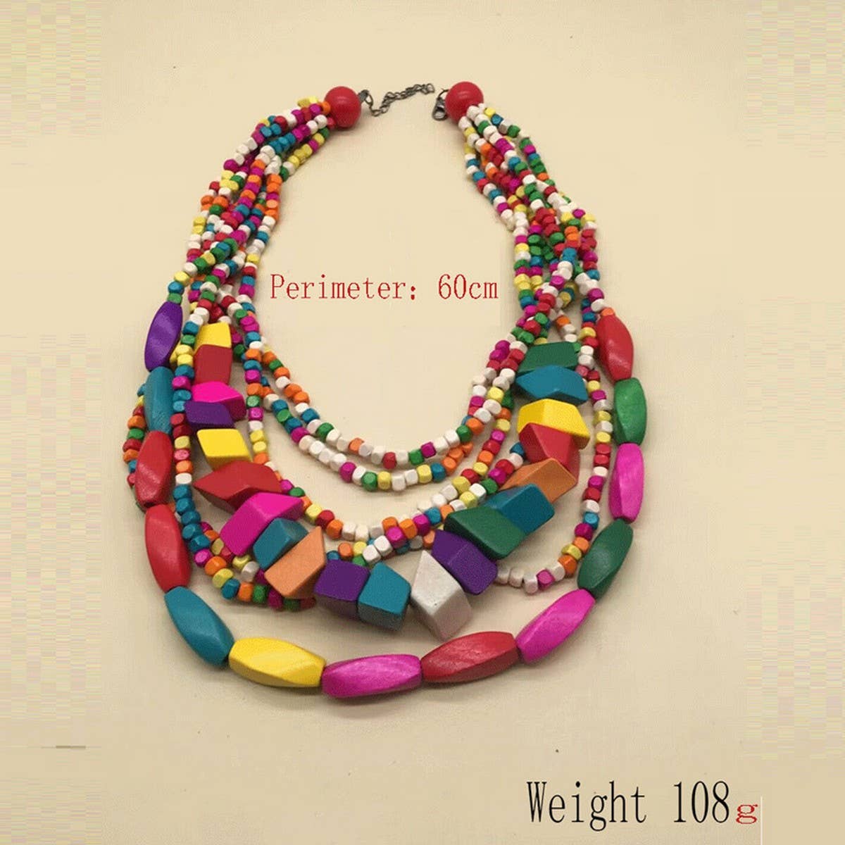 BOHEMIAN MULTI-LAYER COLORFUL WOODEN BEAD NECKLACE_CWMM4909